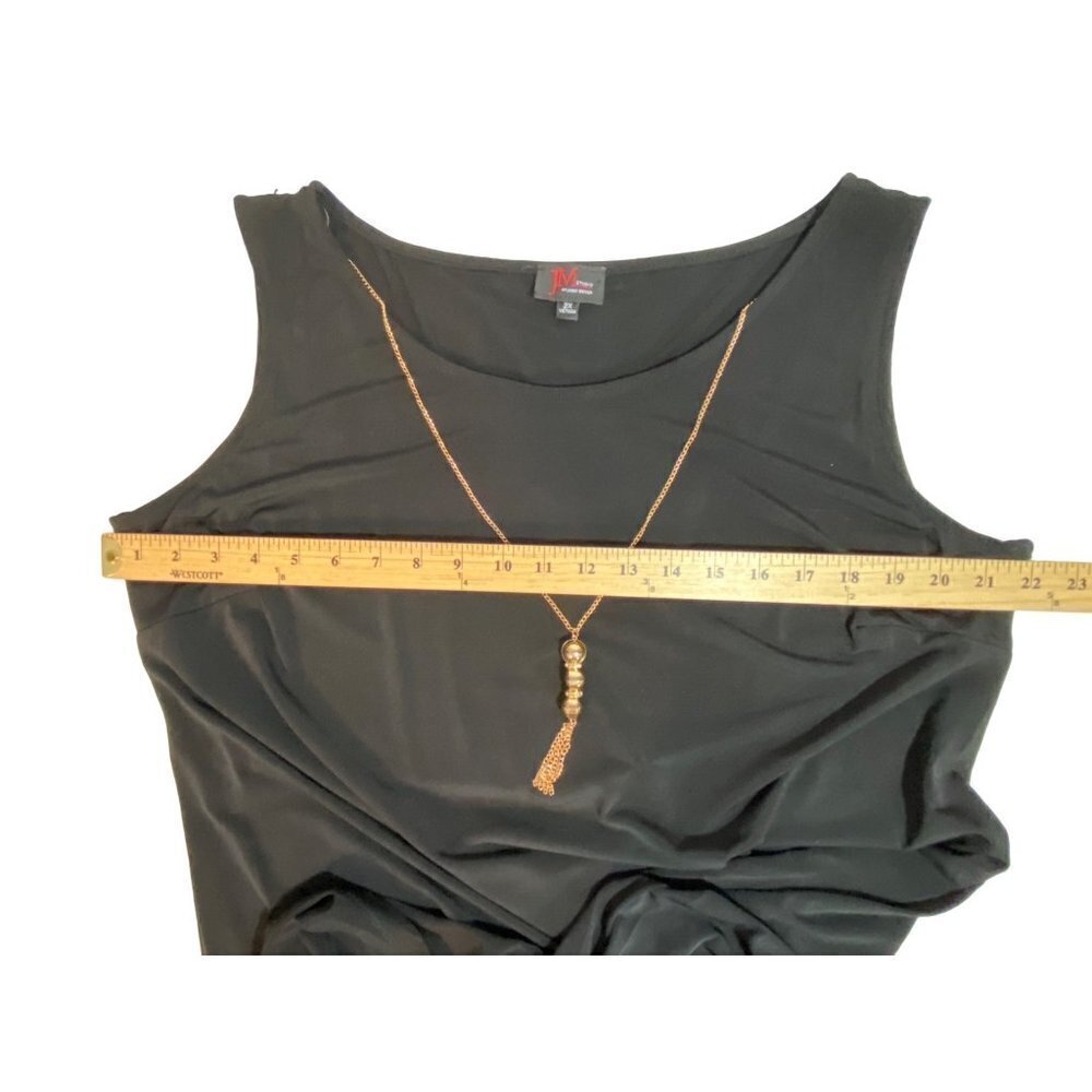 JM Studio John Meyer Black Slinky Fabric Midi Dress with‎ Necklace Size 2X - Picture 9 of 12